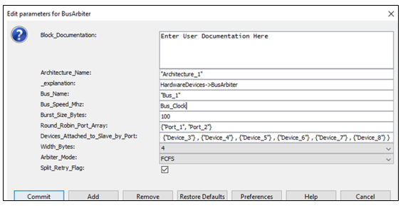 AEA Bus Arbiter Parameters