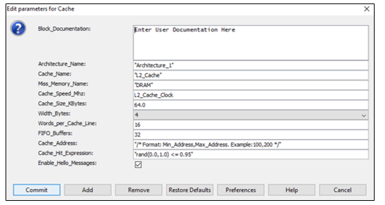 AEA Cache Parameters