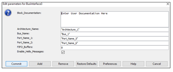 DMA BusInterface Parameters