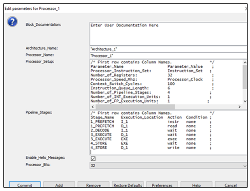 AEA Processor 1 Parameters