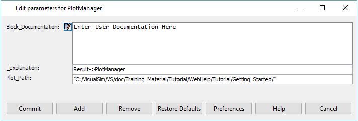 VisualSim PlotManager setup