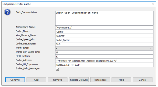 DPD Cache Parameters